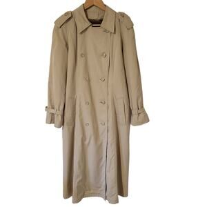 Vintage London Fog Maincoats Tan Long Trench Coat Belt Size 18